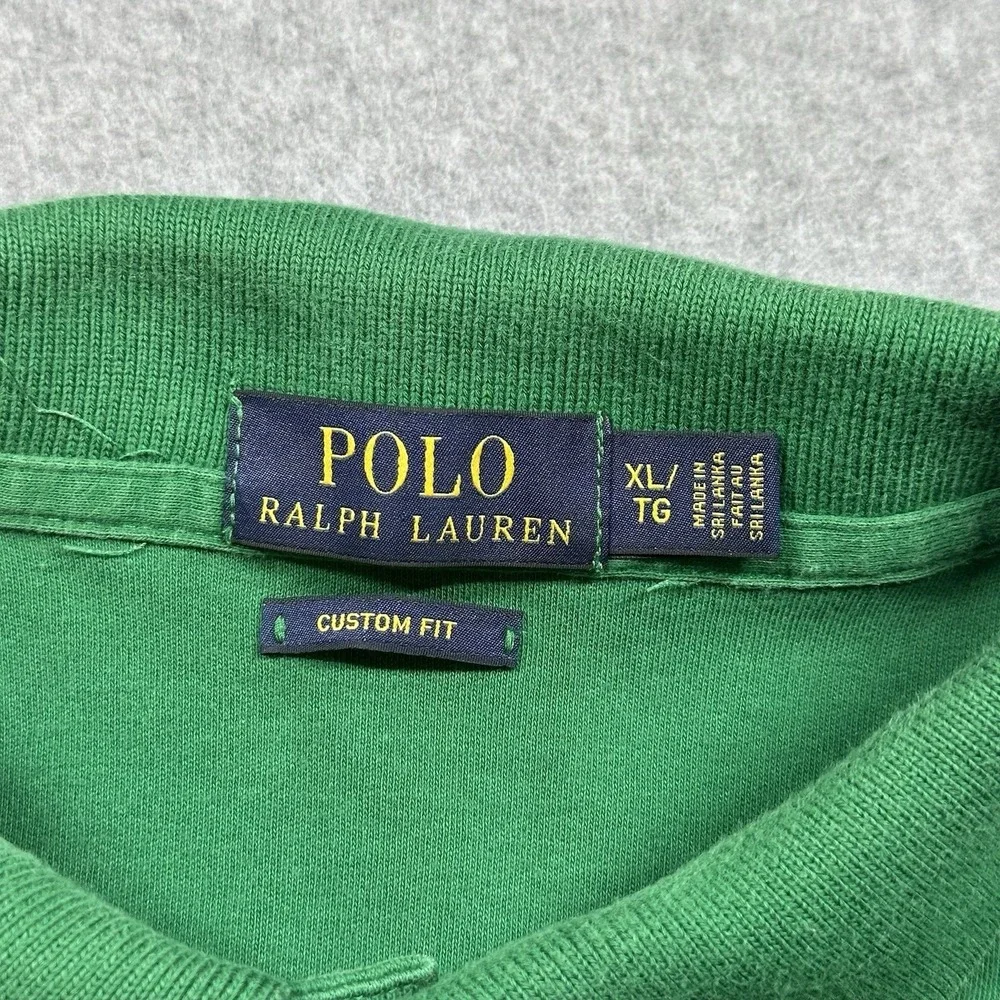 Polo Ralph Lauren Custom Fit Long Sleeve Polo Shirt Green XL Cotton Pony